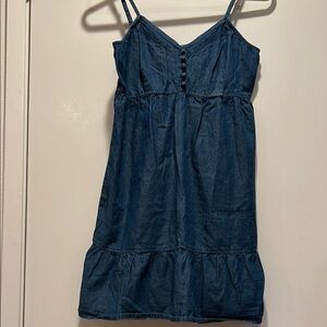 Blue Sleeveless Spaghetti Strap Mini Sundress
